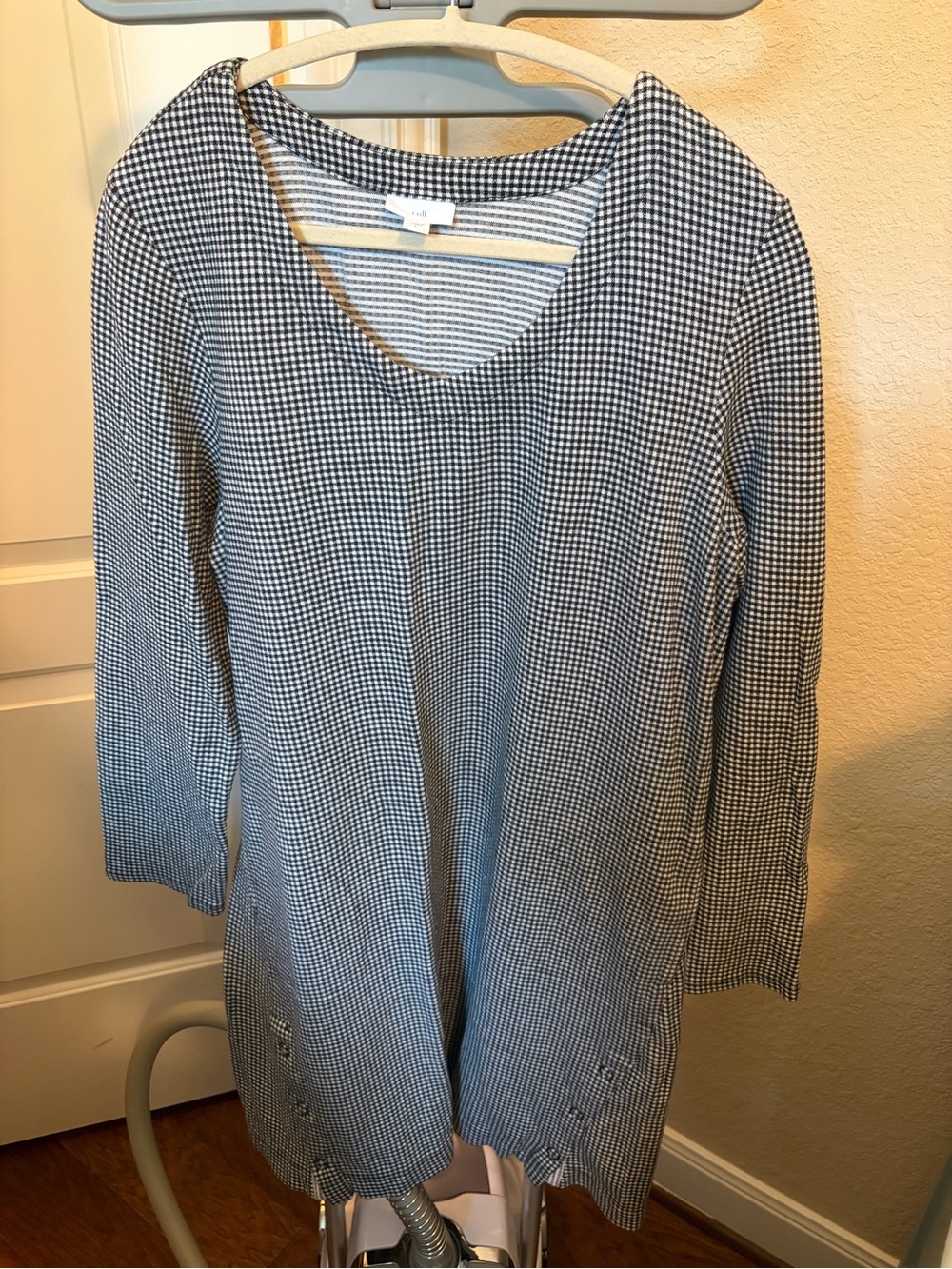 J. Jill Black & White Gingham Scoop-Neck Tunic Dress